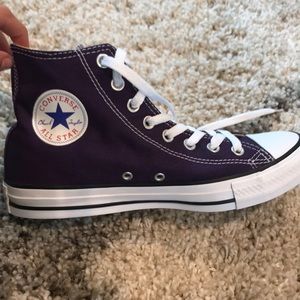 Dark purple high top converse